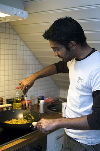 shank preparing dinner